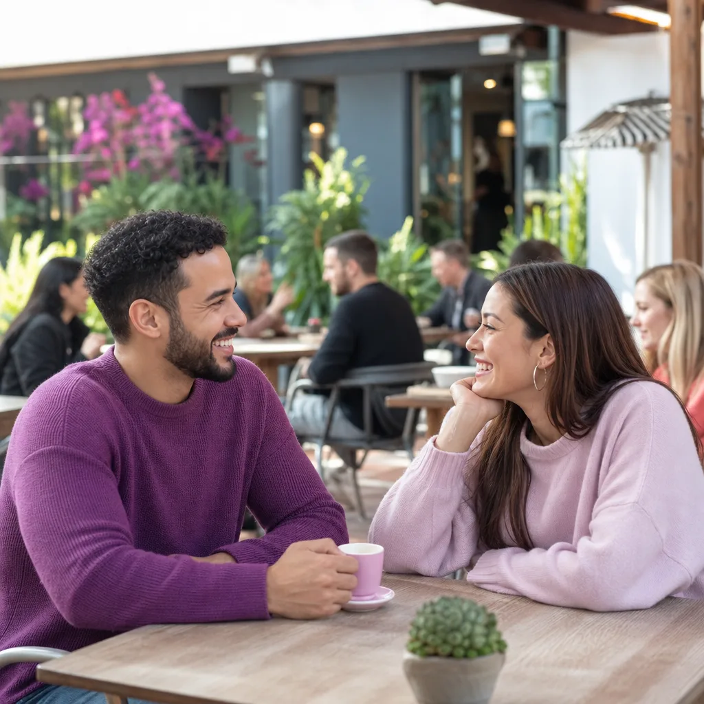 Singles chatting over drinks at a relaxed group event in Cornwall