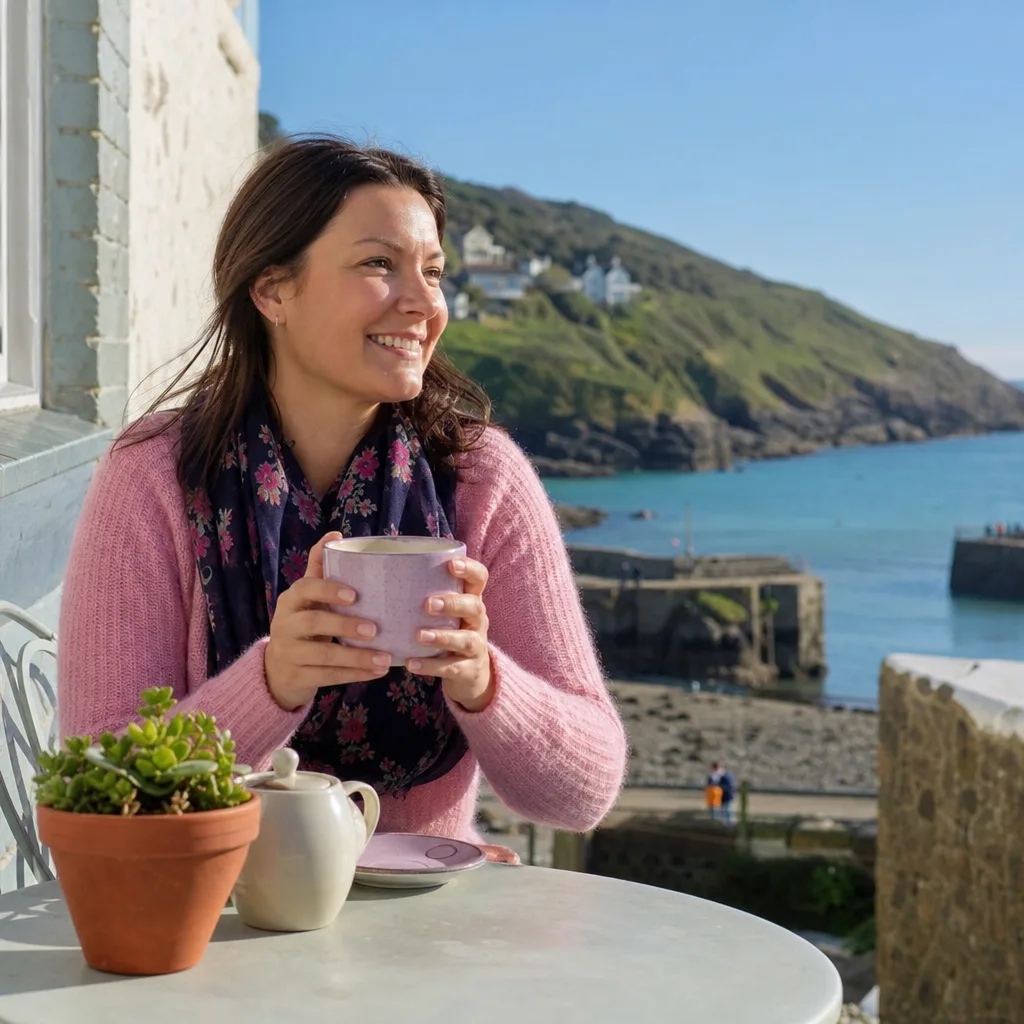 Man drafting an honest dating profile bio in a Cornish café