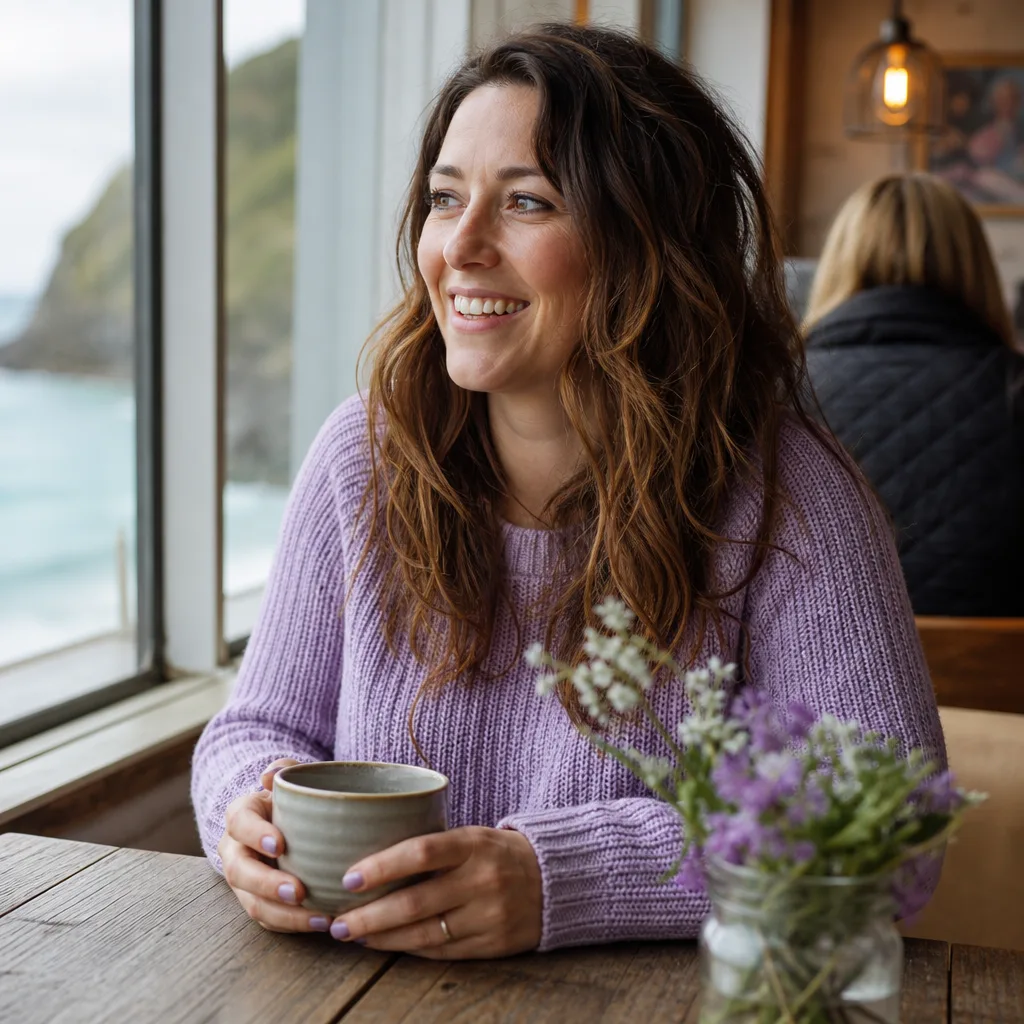 Two people meeting for coffee after connecting through local dating in Cornwall